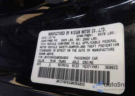 2010 Infiniti G37 from USA, damaged, VIN JN1CV6FE0AM354800